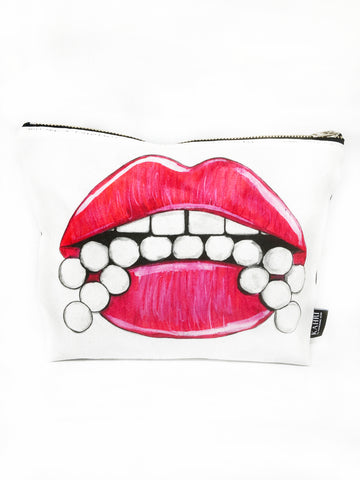 Lipstick White Glitter Large Cosmetic Bag – Kahri by KahriAnne Kerr