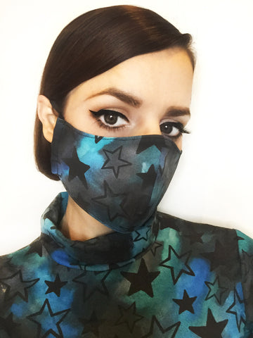 Star Print Face Mask with Filter Pocket